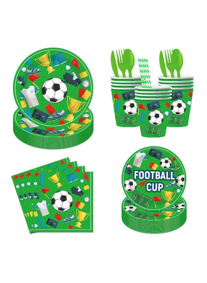 102 PCS Football Party Decorations for 10 Guests, Football Tableware Set Includes Dinner Plates, Dessert Plates, Napkins, Tablecloth for Football Birthday Party Boys Sports Theme Party Decorations - Image 5
